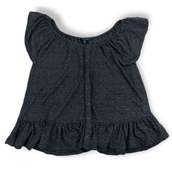 Lucky Brand Tops - Lucky Brand Womens Small Scoop Neck Off Shoulder Button Front Peasant Top